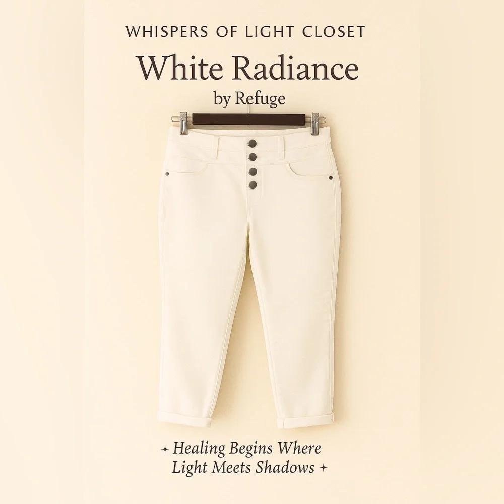 Size 8 • Refuge High-Rise White Skinny Jeans – Triple Button Detail - Picture 2 of 7